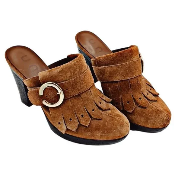 UNISA CLOG HEELS WOMEN’s 6.5 Camel Brown Western - Picture 1 of 8